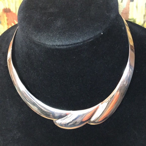 Taxco 925 Solid Sterling Silver Choker Collar Necklace Mexico TP-71 EVC Elegant - Picture 5 of 9